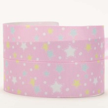 free shipping 7/8 " 22 mm pink bling star pattern ribbon print grosgrain ribbon 2024 - buy cheap