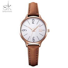 Shengke New clock women Fashion Casual Slim Leather Strap Round Dial Japanese Quartz Movement Wristwatches Relogio Feminino 2024 - buy cheap