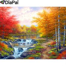 DIAPAI-pintura de diamante 5D DIY "árbol cascada", cuadrados o redondos de imitación bordado de diamantes, estilo punto de cruz, decoración 3D, A24597 2024 - compra barato