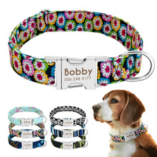 Nameplate Personalized Dog Collar Nylon Pet Dog Tag Collar Custom Puppy Cat ID Collars Adjustable for Medium Large Dogs Engraved 2024 - купить недорого