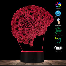 Forma de cerebro anatómico 3D, ilusión óptica, luz nocturna, ciencia médica, órgano cerebral, luz mágica, lámpara de mesa creativa, iluminación 2024 - compra barato