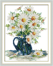 Daisy Vase Flower Canvas Cross Stitch Kit 100% Accurate Printed Embroidery DIY Handmade Needle work Wall Home Decoration 2024 - buy cheap