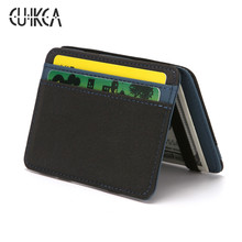 CUIKCA Korean Version Magic Wallet Money Clips Patchwork Nubuck Leather Wallet Carteira Women Men Slim Wallet Purse ID Card Case 2024 - buy cheap