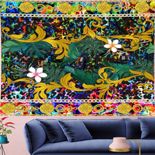 Tapiz de Mandala de Flor de Oro psicodélico, cadena Vintage, patrón de leopardo, colgante de pared Retro, decoración Bohemia para el hogar, alfombras artísticas de pared 2024 - compra barato