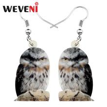 WEVENI acrílico serio Australia Mopoke pájaro pendientes colgantes gota Linda joyería Animal para mujeres niñas encanto regalo Decoración 2024 - compra barato