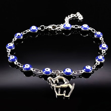 Fashion Elephant Stainless Steel Bracelet Women Blue Evil Eye Charm Bracelets Jewelry Gift bracelet femme B17923S02 2024 - buy cheap