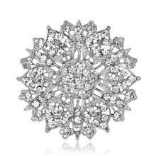 Vintage Silver Tone Large Size Rhinestone Crystal Brooch Party 2024 - buy cheap