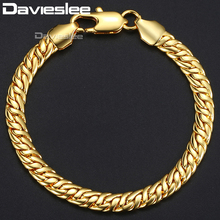 Chain Bracelets for Men Women Yellow Gold Filled Rombo Herringbone Mens Bracelet Chains Fashion Jewelry Gift 7mm DGB431 2024 - buy cheap