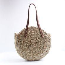 2018 new grass round straw bag beach woven bag shoulder simple fashion atmospheric holiday handbag 2024 - buy cheap