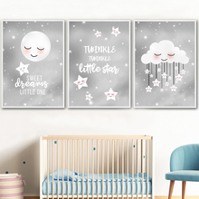 Cuadro de dibujos animados para niños y bebés, imágenes de pared para decoración de habitación de bebé, Luna, nube, sobre lienzo 2024 - compra barato