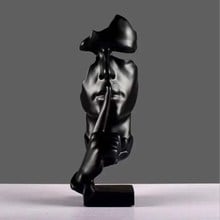 Modern Abstract Sculpture Figurine Silence Is Gold Office Home Decoration Art Resin Decoration Craft Bar Cafe Gifts 2024 - buy cheap