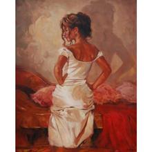 Hermosas pinturas al óleo sobre lienzo de satén de alta calidad pintado a mano para mujer 2024 - compra barato