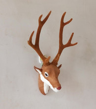 Deer head medium simulation Hanging handmade leather porch home decorations Deer head hanging 2024 - buy cheap