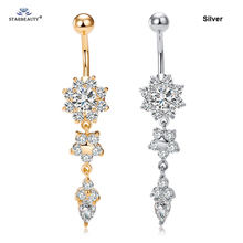 1pc Shining Water Drop Belly Ring Navel Piercing Nombril Surgical Steel Dangle Belly Button Rings Sexy Women Earrings Jewelry 2024 - buy cheap