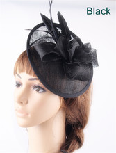 Chapéu fascinator elegante base sinamay com pena flor chapéu ótimo acessórios de cabelo casamento chapéu de coquetel 17 cores 2024 - compre barato
