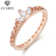 Cc anéis de coroa para mulheres, anéis vintage vazados de zircônia cúbica cor dourada rosa para casamento e noivado acessórios bijuterias cc1529 2024 - compre barato