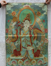 36 de polegada De Seda Tibetano bordado Tangka Tara Verde Deusa do iluminismo Pinturas Mural 2024 - compre barato