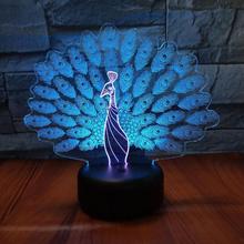 Peacock Open Screen 3d Visual Night Light Creative Colorful Usb Led Light Touch Charging Led Birthday Gift 3d Lamp 2024 - buy cheap