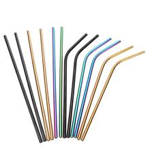 2pcs Reusable Stainless Steel Straw + 1Pc Cleaner Brush Gold Plating Metal Drinking Straws Barware Wedding Party Drinking Straw 2024 - buy cheap