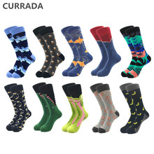 10pairs/lot Mens Happy Socks Brand Quality Combed Cotton colorful Funny cartoon Socks fashion long male compression Casual sock 2024 - buy cheap