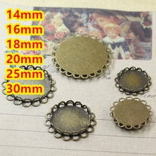 14mm,16mm,18mm,20mm,25mm,30mm ~ bronce antiguo encaje doble bandejas de colgantes vacíos Bases Configuración de Cameo cabujón para vidrio/pegatinas 2024 - compra barato