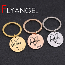Custom Engraved Name Fashion Keychain Stamped Heart Forever High Quality Key Holder Valentine's Gifts For Lover Couples Keyring 2024 - buy cheap