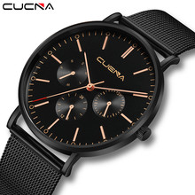 Luxury Classic Fashion Mens Business Three-eye Design Watch Slim Mesh Steel Waterproof Minimalist Wrist Watches clock Gift 2024 - buy cheap