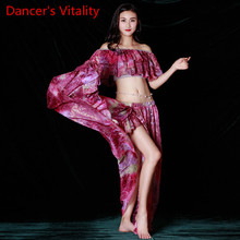 New Professional Fashion Irregular Sleeve top Skirt Sexy Belly Dance 2pcs set for Women/Female/Lady, Costume Performance Wears 2024 - buy cheap