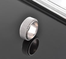 wholesale 316L Stainless Steel  rings silver color Double deck Rotatable Reticular net jewelry size 2024 - buy cheap