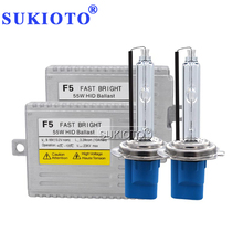Sukioto-kit de lâmpadas hid para carro, xenon h7, h1, h3, h11, hb3, hb4, 9012, d2h, 5500k, início rápido, 55w, reator, farol 2024 - compre barato