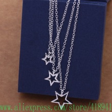 Silver Plated Necklace, Silver Plated fashion jewelry  Three stars fine chain necklace /epaangha bqcakhja AN501 2024 - buy cheap