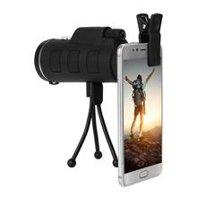 Mini telescópio hd 40x60 com zoom, lente de telefone celular para iphone, samsung, smartphones, clipe universal, lente de câmera com tripé + bússola 2024 - compre barato