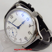 44mm parnis white dial silver marks hand winding 6497 movement mens watch P28B 2024 - buy cheap