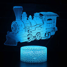 Lámpara 3D con tema de tren Retro, luz LED nocturna, 7 colores, cambio de humor táctil, regalo de Navidad, envío directo 2024 - compra barato