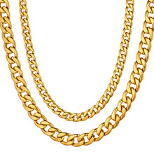Stainless Steel Curb Cuban Chains Necklace for Men 7/12mm Gold Silver Color Mens Hip Hop Jewelry Gifts Dropshipping T250287 2024 - buy cheap