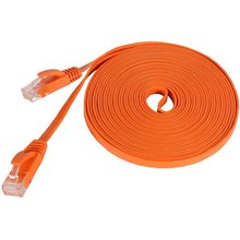 Провод из чистой меди CAT6, плоский сетевой кабель UTP Ethernet, соединительный кабель RJ45 LAN, черный/белый/оранжевый цвет, Фотогалерея 1 м 2024 - купить недорого