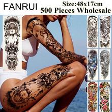 FANRUI-500 piezas de tatuaje falso completo, largo temporal, 48x17cm, flor, zorro, destello de tatuaje, arte corporal, pegatinas, suministros 2024 - compra barato