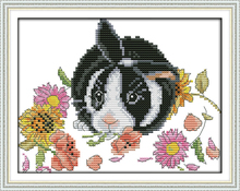 The little rabbit in flowers cross stitch kit 18ct 14ct 11ct count printed stitching embroidery DIY handmade needlework plus 2024 - buy cheap