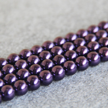 10mm nueva moda púrpura oscuro Shell cuentas de vidrio regalo para mujeres cuentas sueltas joyería diseño 15 pulgadas 2 pzas/lote venta al por mayor y venta al por menor 2024 - compra barato