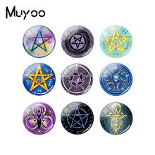 Cabujones de cristal con forma de pentagrama esotérico, cabujones hechos a mano, pentagrama, Luna, joyería, novedad de 2018 2024 - compra barato