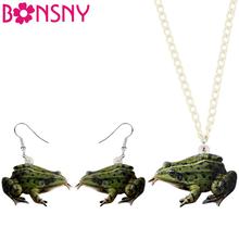 Оригинальный набор акриловых украшений Bonsny, ожерелье «лягушка», серьги с воротником, модная подвеска для женщин, шармы для девочек, подарок NE + EA 2024 - купить недорого