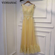 VENSANAC 2017 New A Line Embroidery O Neck Long Evening Dresses Sleeveless Elegant Flowers Tank Lace Appliques Party Prom Gowns 2024 - buy cheap