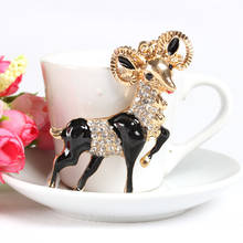 Black Goat Sheep Cute Crystal Charm Purse Handbag Car Key Keyring Keychain Party Wedding Birthday Gift 2024 - buy cheap