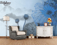 Beibehang-papel tapiz personalizado de cualquier tamaño, papel tapiz fotográfico de hoja de loto para sala de estar, dormitorio, Fondo de TV, papel de pared 2024 - compra barato
