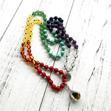 7 Chakra 108 Mala Beads Necklace Colorful Beads Endless Meditation Jewelry Hand Knotted Necklace Lotus Yoga Jewelry Energy 2024 - buy cheap