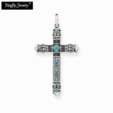 Blue Skull Cross Pendant,Europe Style Rebel Fashion Good Jewelry For Men And Women, Faith Punk Gift In 925 Sterling Silver 2024 - buy cheap