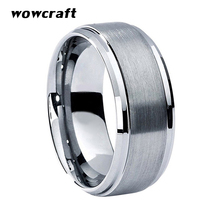 8mm Mens Tungsten Wedding Ring Brushed Finish with Beveled Edges Engagement Ring 2024 - buy cheap