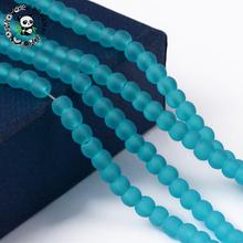 Transparent Glass Bead Strands, Frosted, Round, DarkTurquoise, 4mm, Hole: 1.1~1.6mm; about 200pcs/strand, 31.4" 2024 - buy cheap