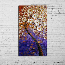100%Handpainted Abstract White Flower Tree Knife Oil Painting On Canvas Thick For Home Decor As Best Gift 2024 - buy cheap