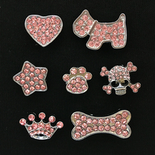Pink Clear 10pcs Rhinestone Skull/Heart/Paw/Bone/Dog/Crown/Star Collar pet Charm Pet Jewelry Cat dog collar Necklace accessory 2024 - buy cheap